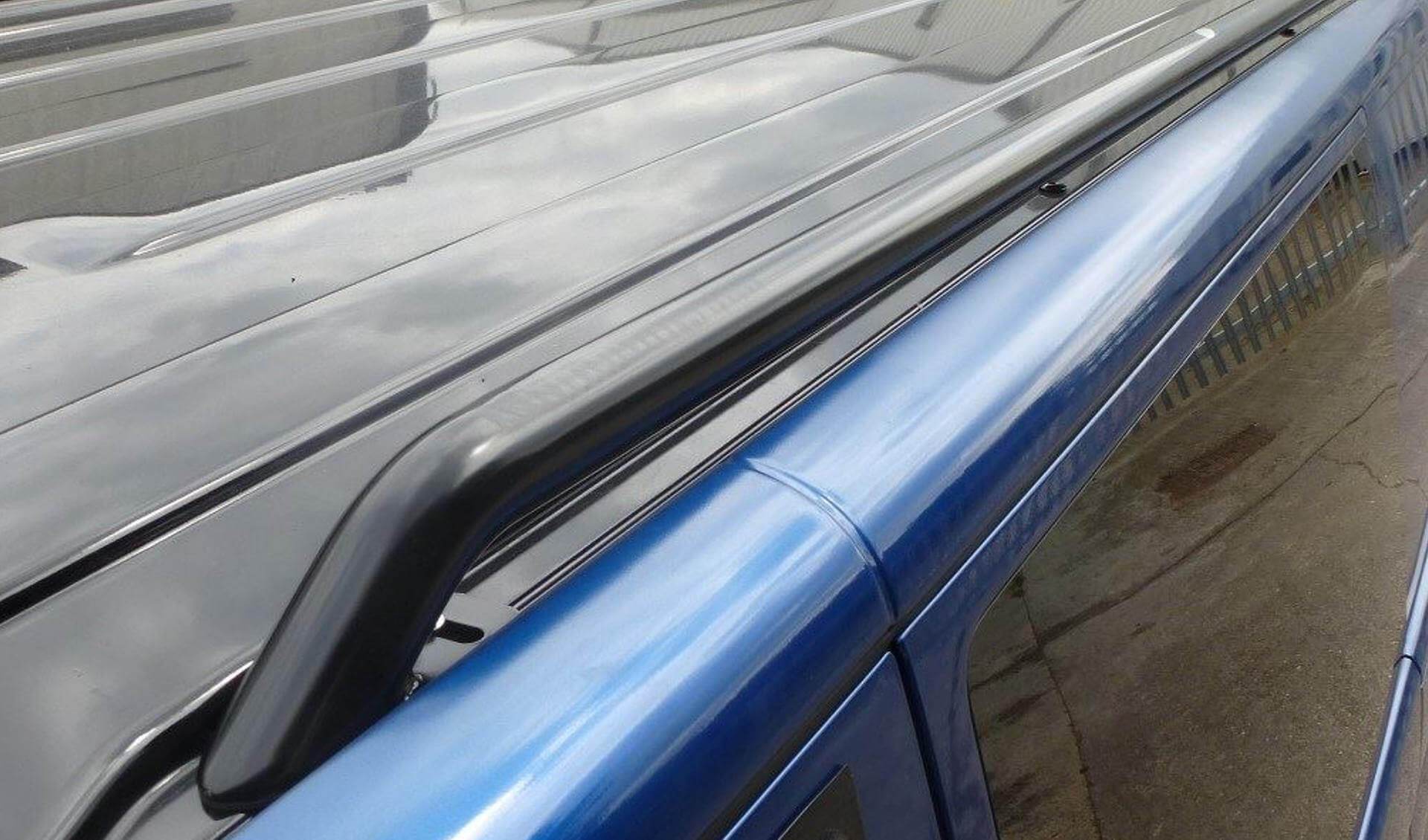 Black OE Style Steel Roof Rails for the Volkswagen Transporter T6 LWB -  - sold by Direct4x4