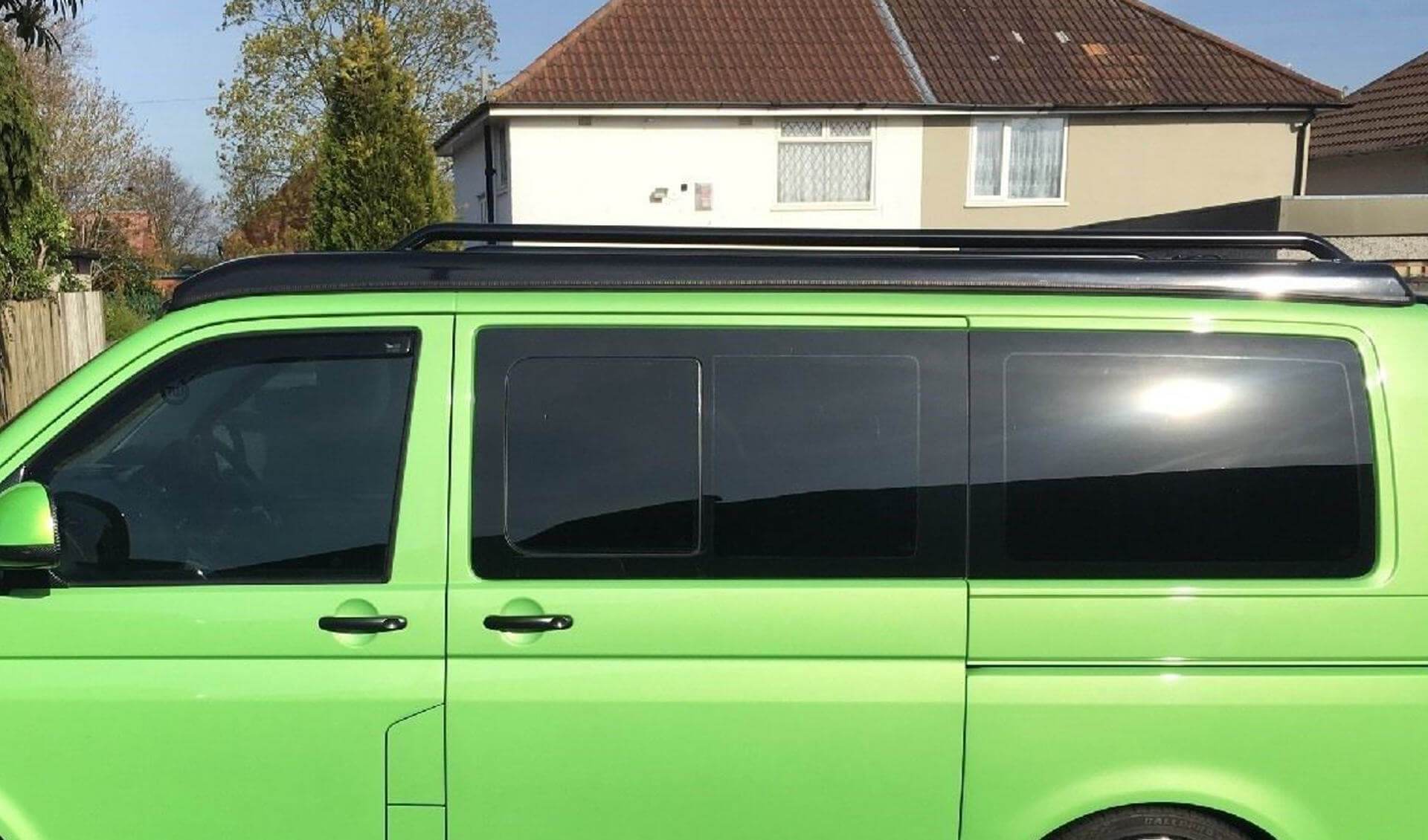 Black OE Style Steel Roof Rails for the Volkswagen Transporter T6 LWB -  - sold by Direct4x4
