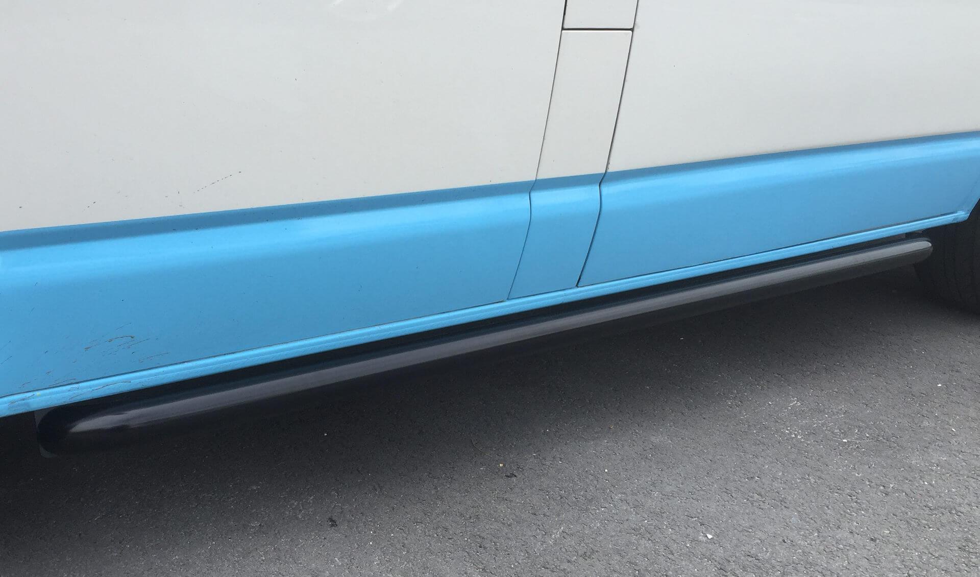 Black Powder Coated OE Style Steel Side Bars for Volkswagen Transporter T6 LWB -  - sold by Direct4x4